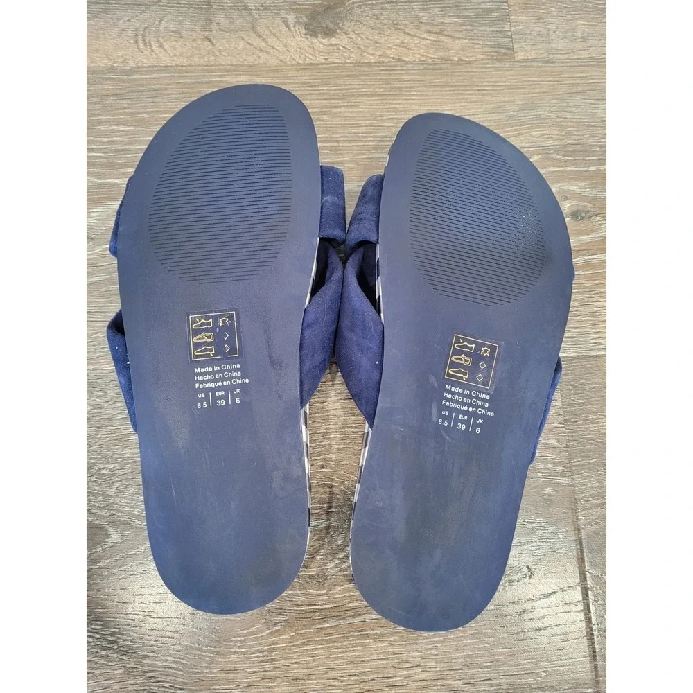 Draper James Navy Gingham Knot Slide Sandals Women's Shoes size‎ 8.5 #6